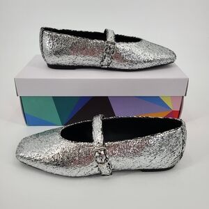 Katy Perry Distressed Silver Women's Mary Jane Flats